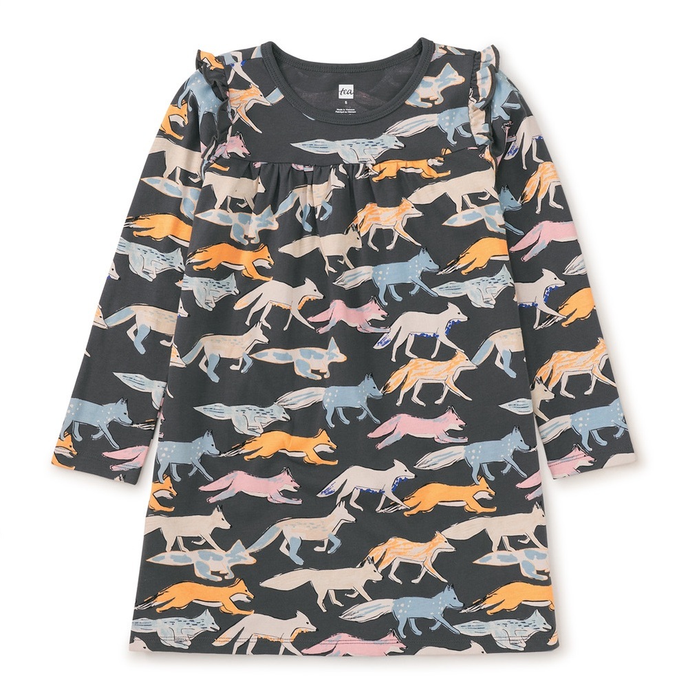 Tea Collection long sleeve mighty mini dress in fleet foxes